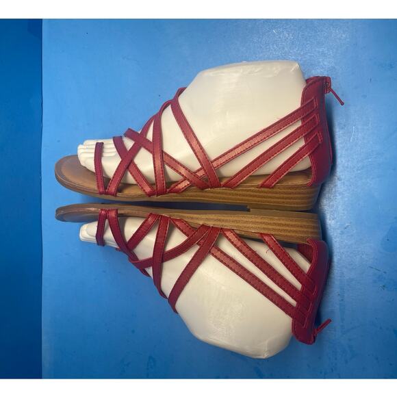 Carlos Santana  Women Shoes Flat Strappy Sandal Red Size 8 Back ZIp - Picture 7 of 11